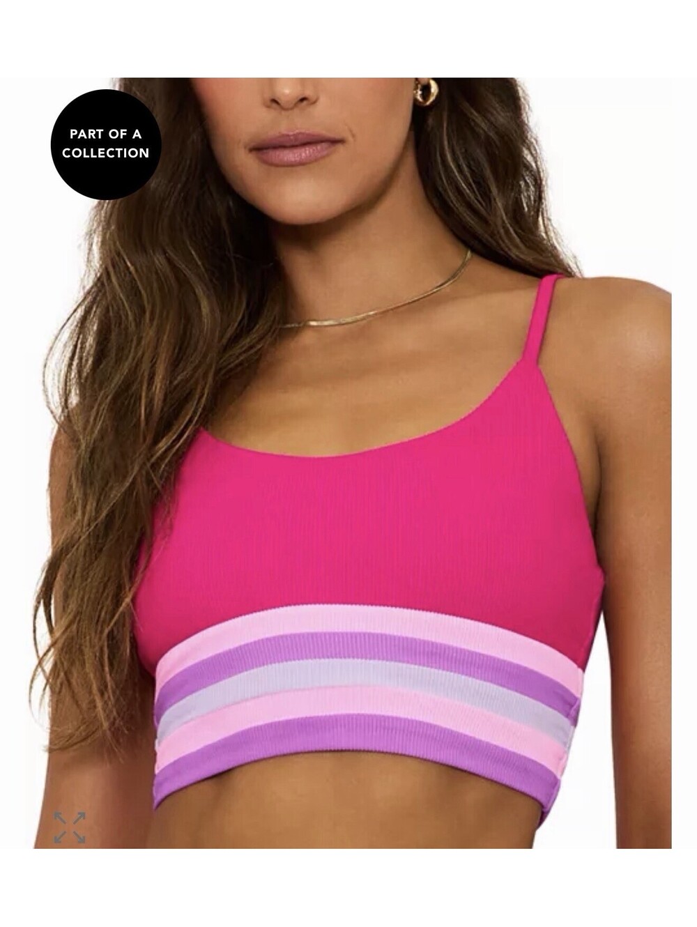 Beach Riot Cropped Ribbed Tank Striped Pink Purple Lavender bikini top